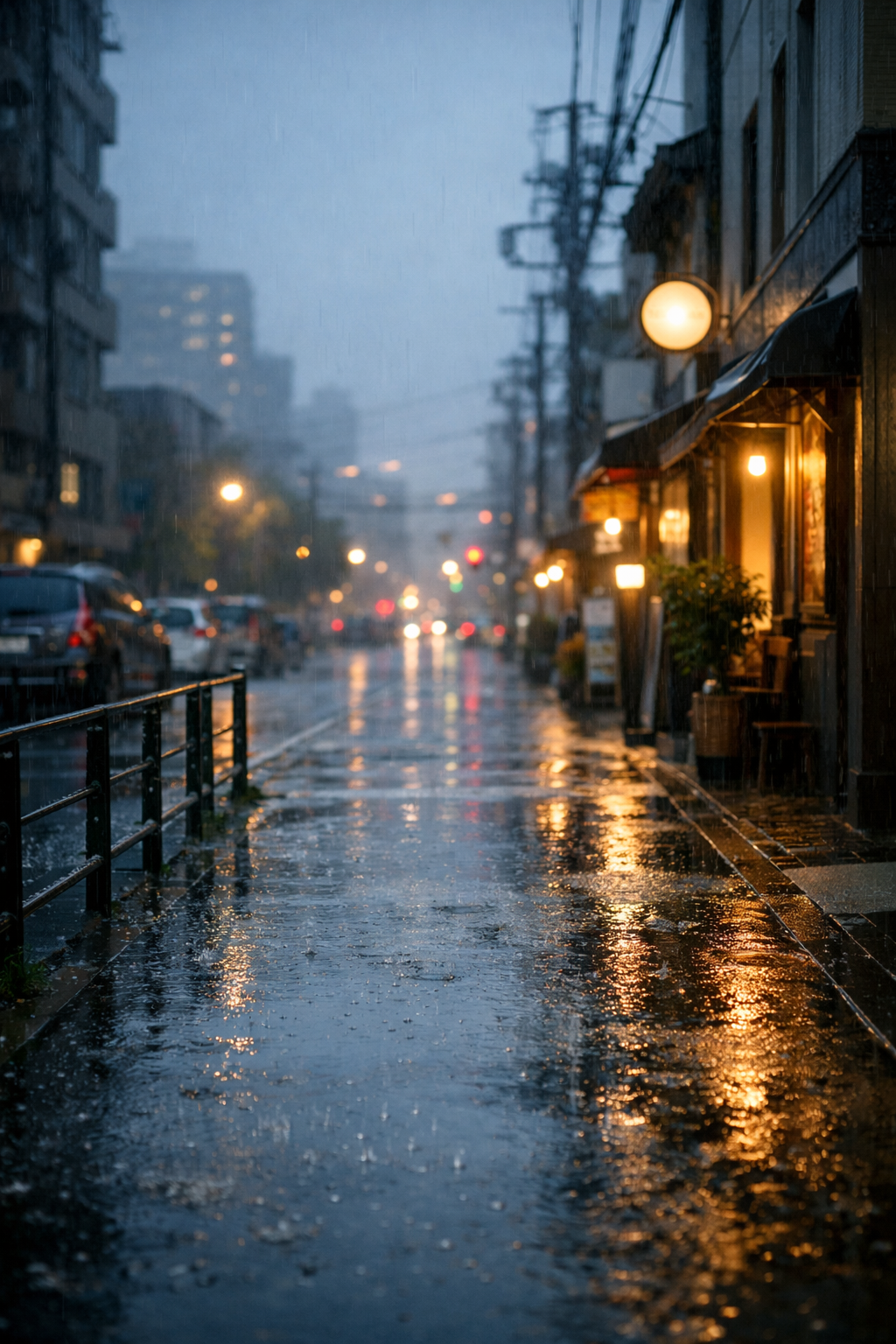 Rainy cafe alley